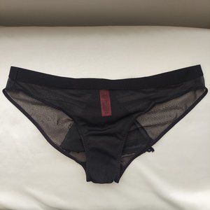 Betsey Johnson Intimates Mesh Bikini Panty w/Bow, Ruching, Ruffles, Size S, NWOT